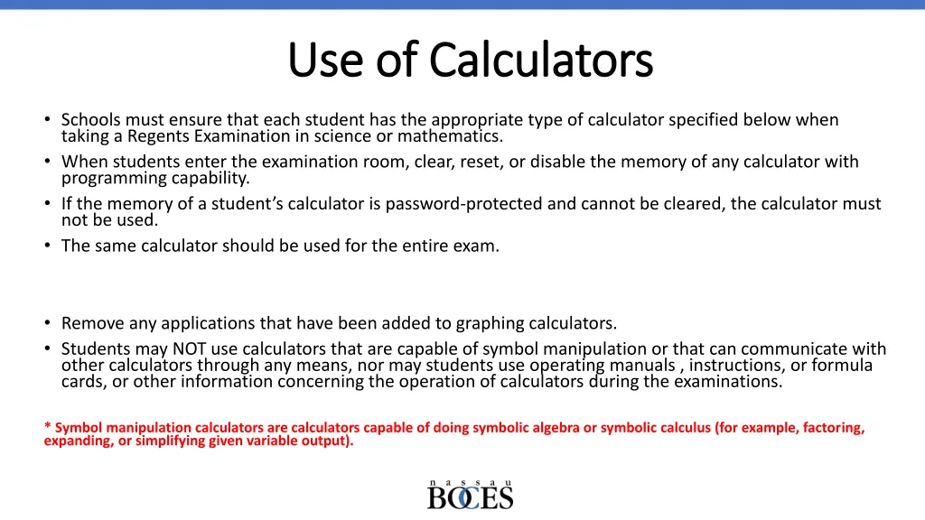 use of calculators use of calculators