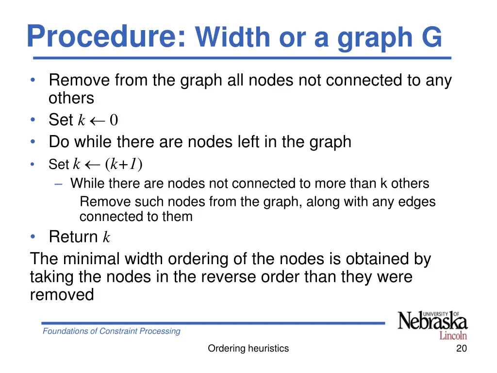 procedure width or a graph g