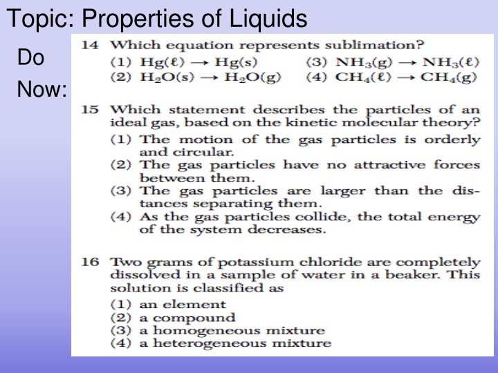 topic properties of liquids