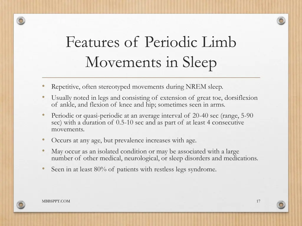 features of periodic limb movements in sleep