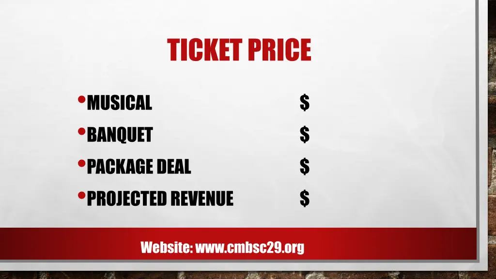 ticket price