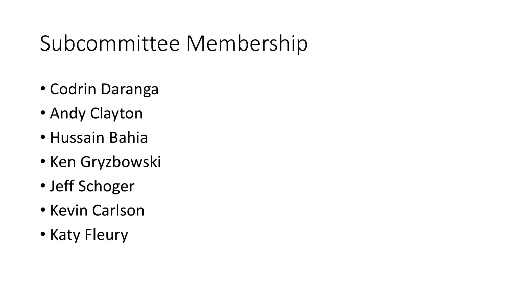 subcommittee membership