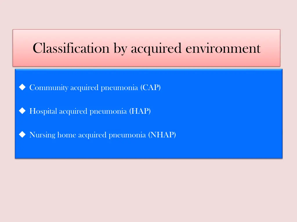 classification by acquired environment