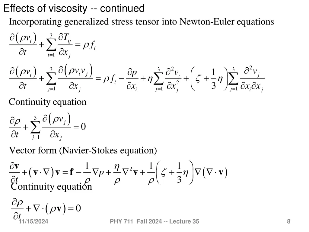 effects of viscosity continued incorporating