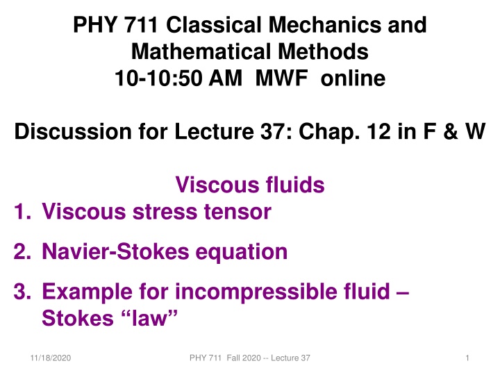 phy 711 classical mechanics and mathematical