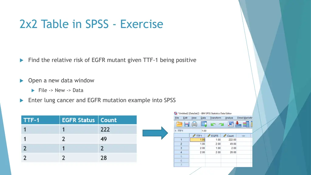 2x2 table in spss exercise