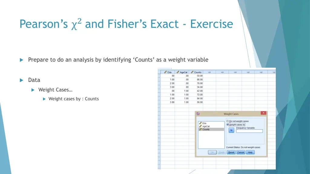 pearson s 2 and fisher s exact exercise 1