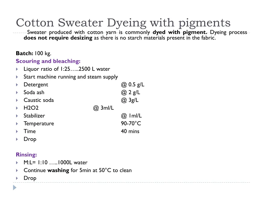 cotton sweater dyeing with pigments sweater