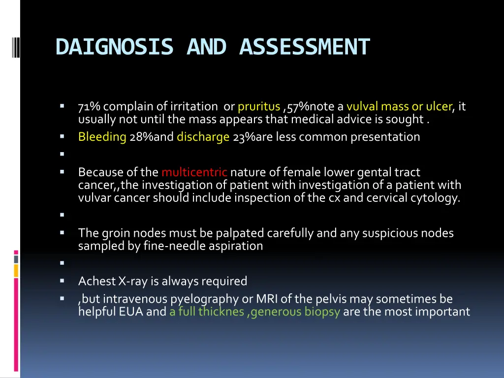 daignosis and assessment