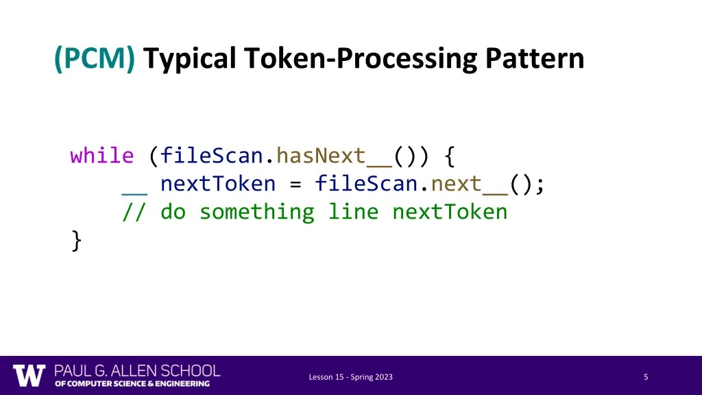 pcm typical token processing pattern