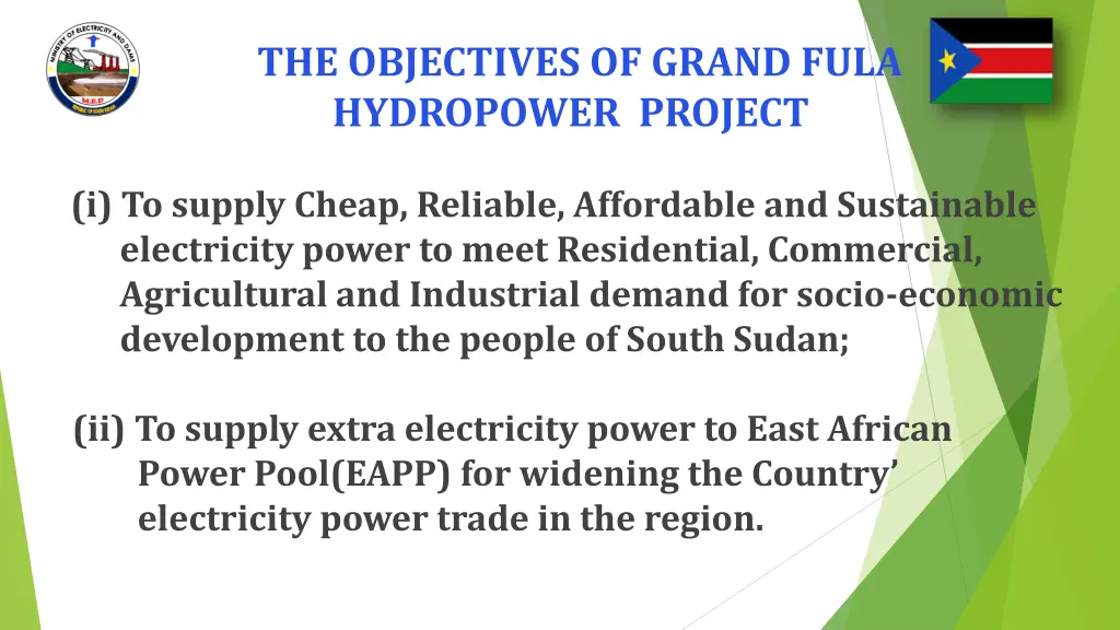 the objectives of grand fula hydropower project
