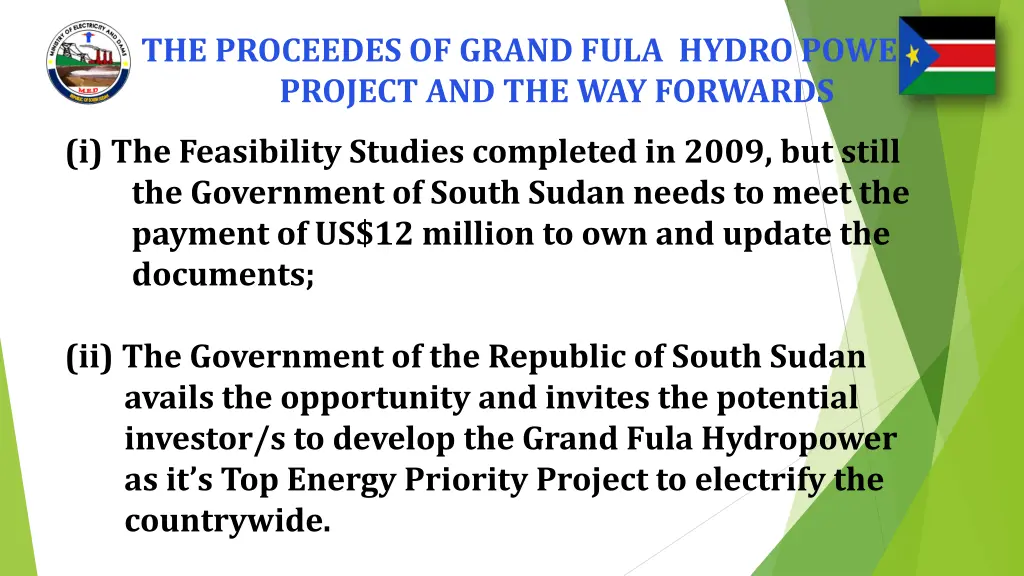 the proceedes of grand fula hydro power project