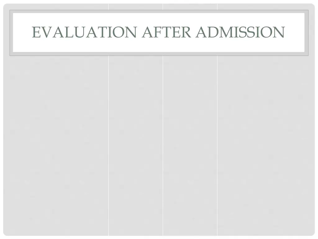 evaluation after admission