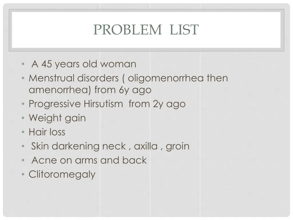 problem list