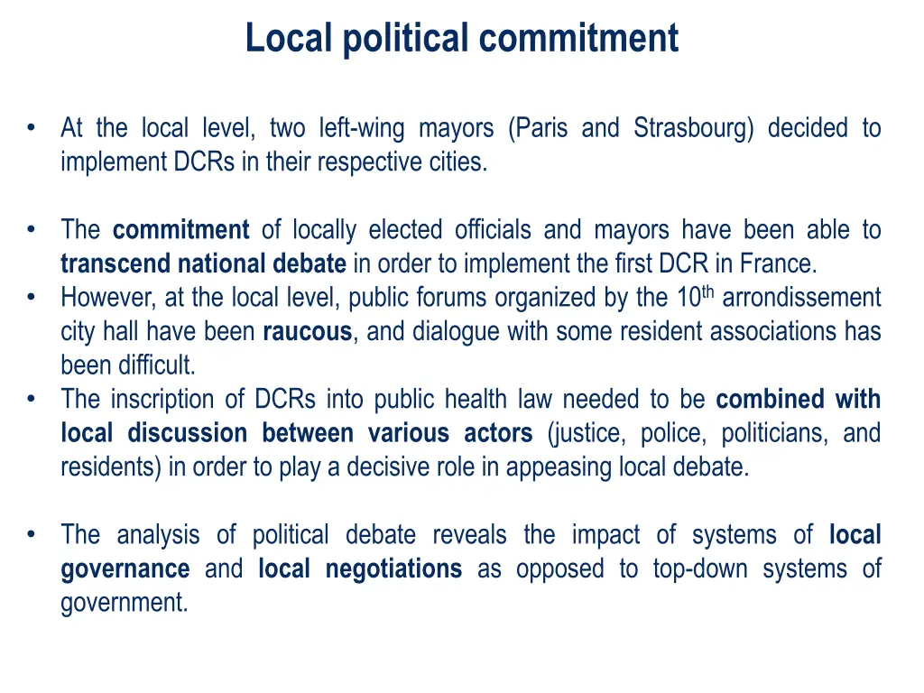 local political commitment