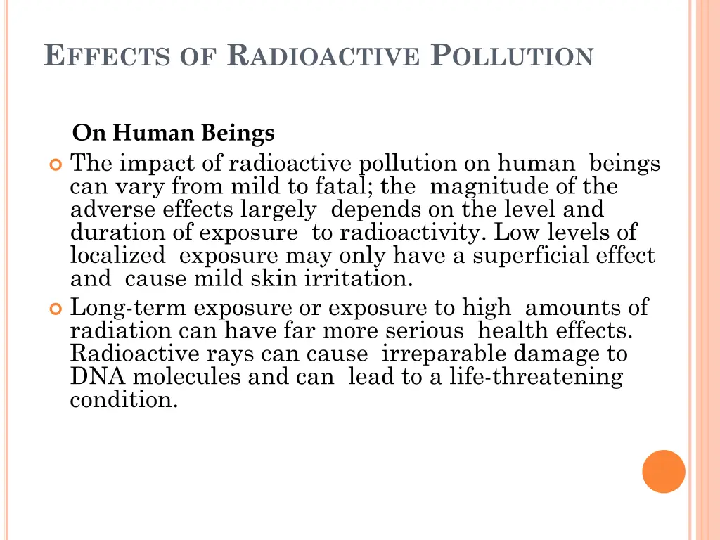 e ffects of r adioactive p ollution