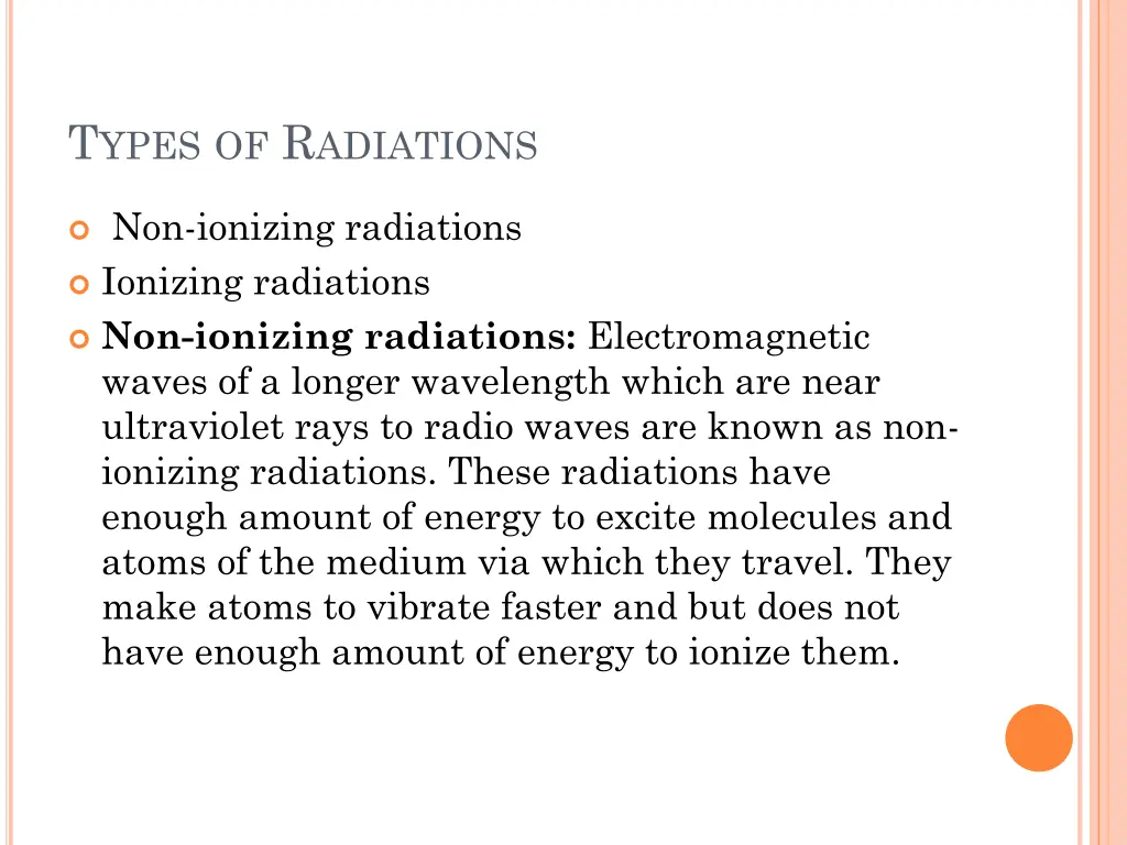 t ypes of r adiations