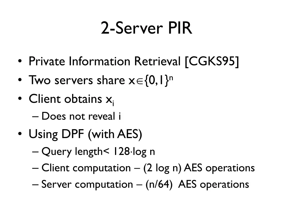 2 server pir