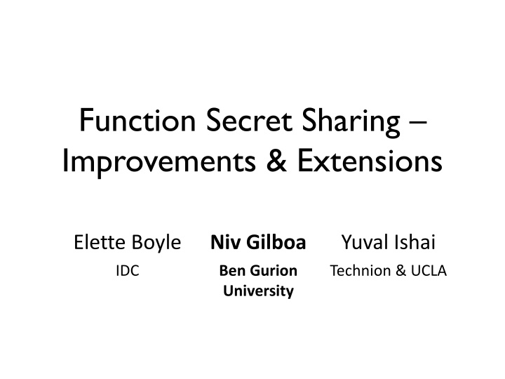 function secret sharing improvements extensions