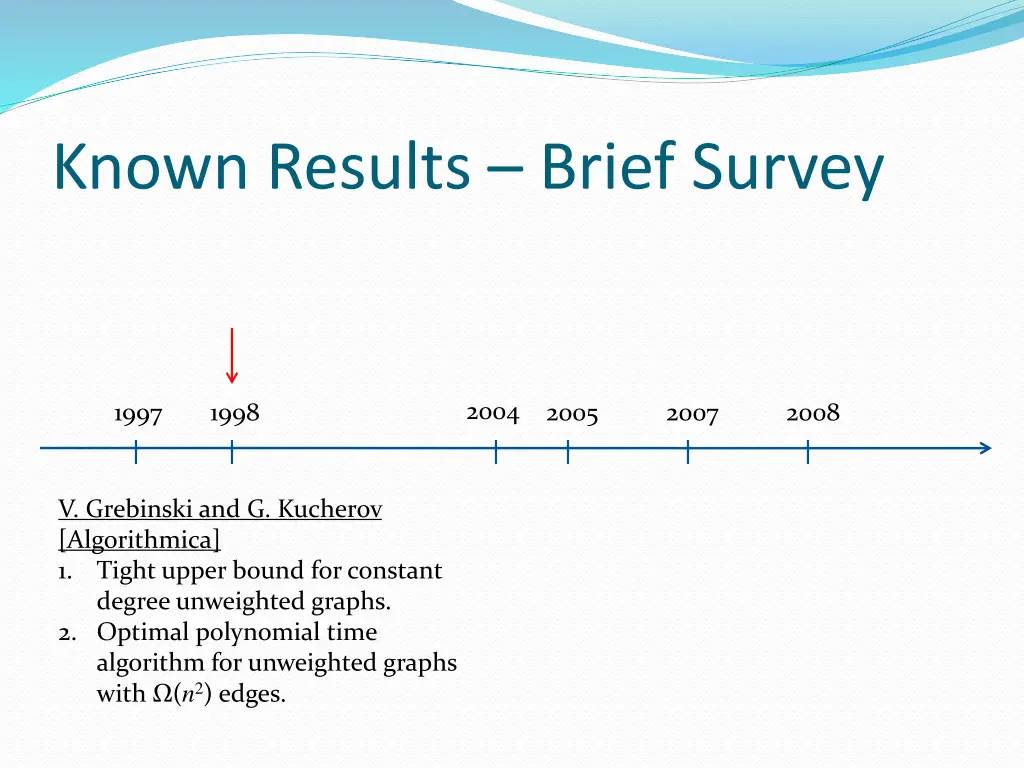 known results brief survey 1