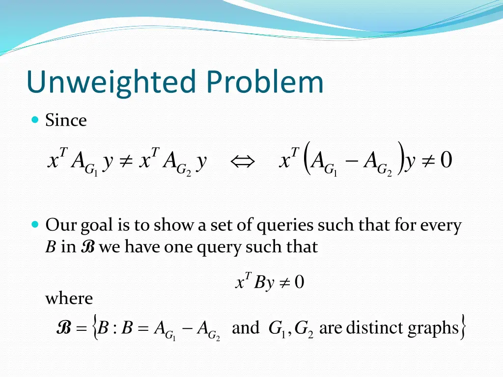 unweighted problem