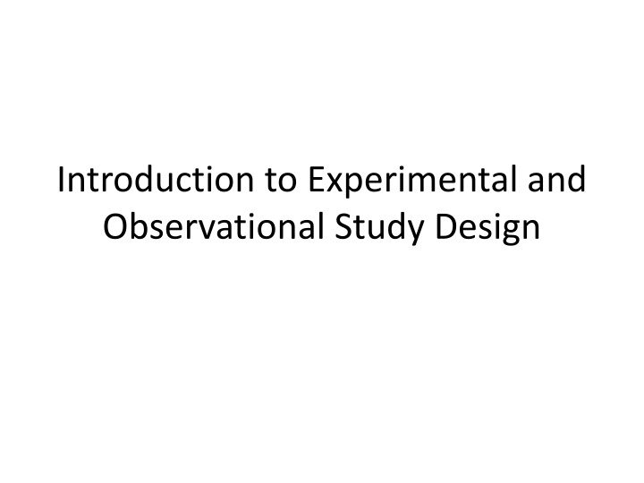 introduction to experimental and observational