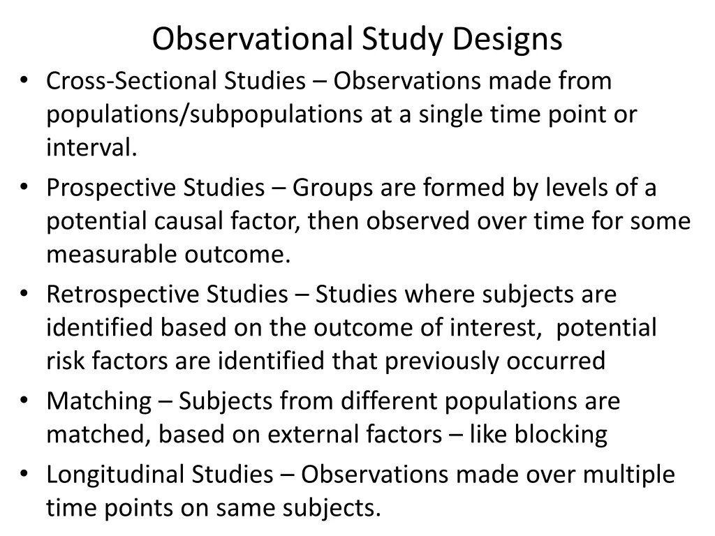 observational study designs cross sectional