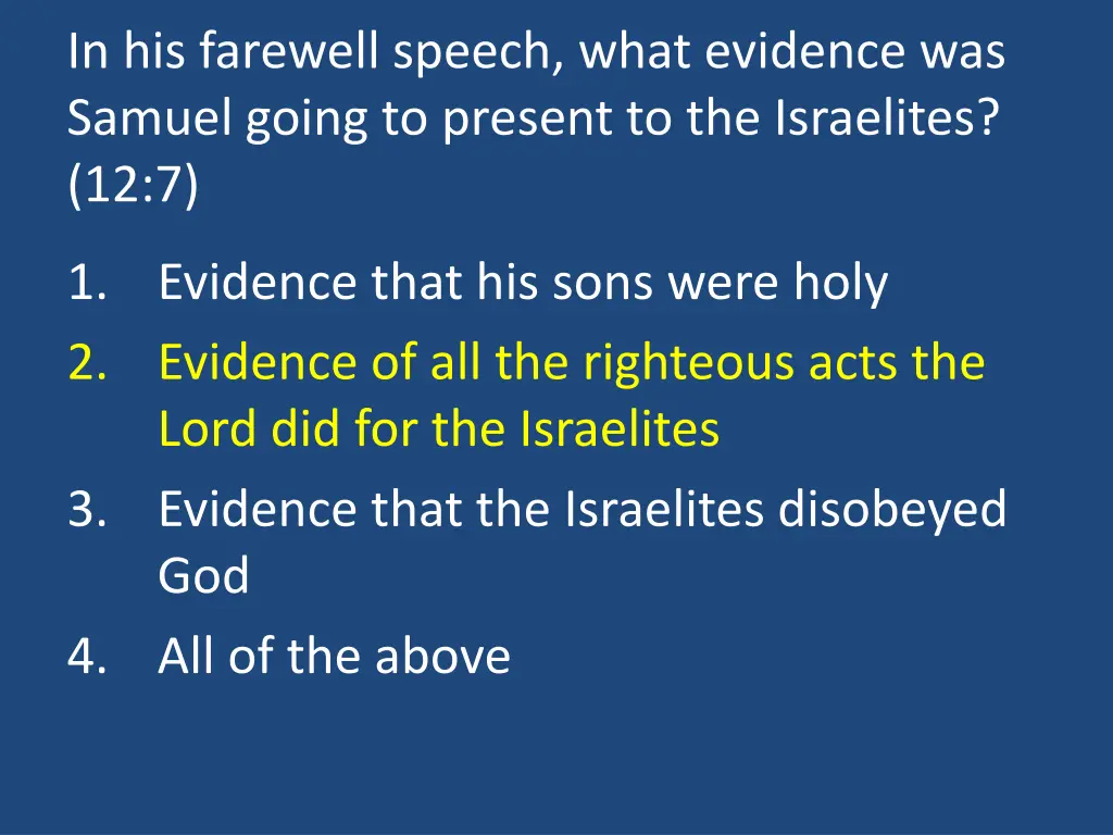 in his farewell speech what evidence was samuel 1