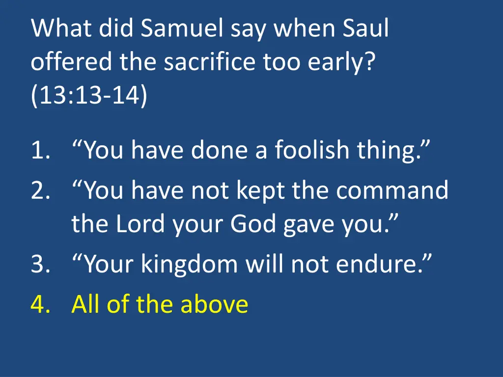 what did samuel say when saul offered 1