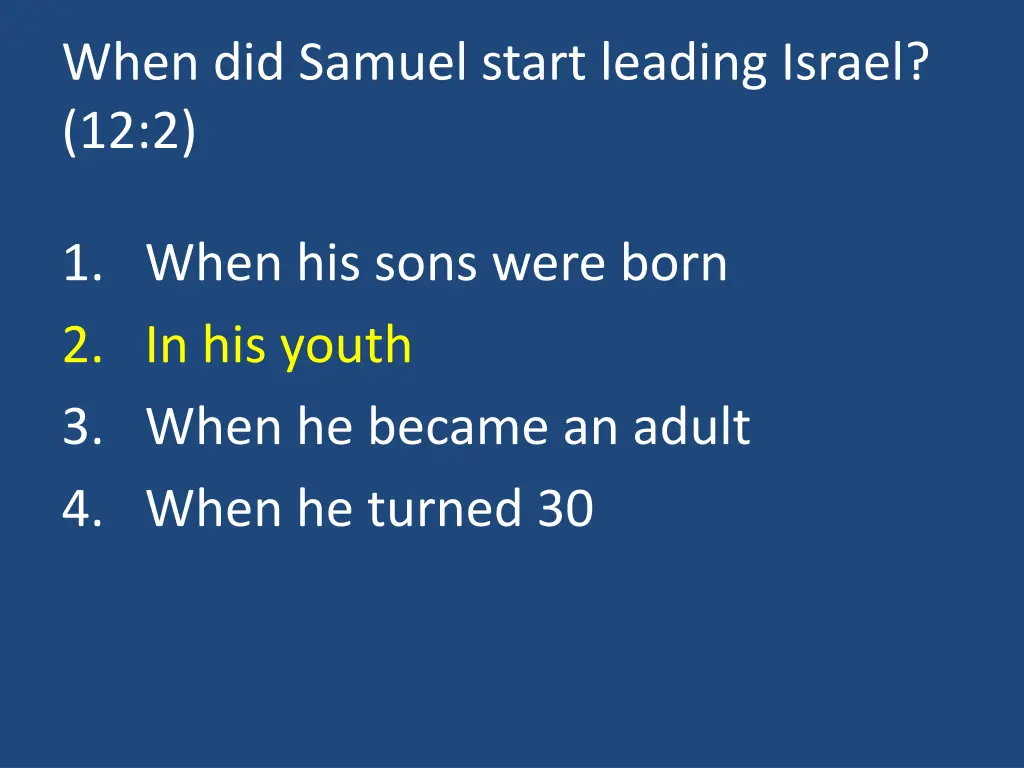 when did samuel start leading israel 12 2 1