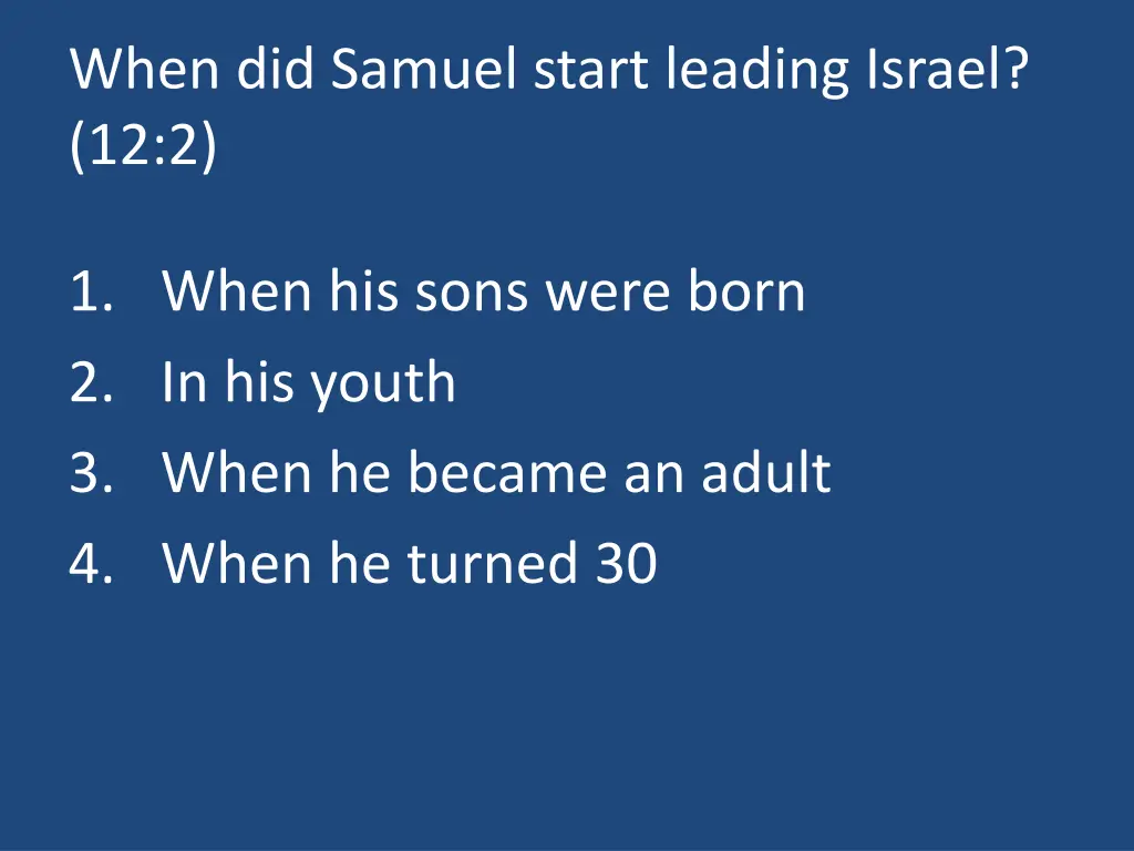 when did samuel start leading israel 12 2