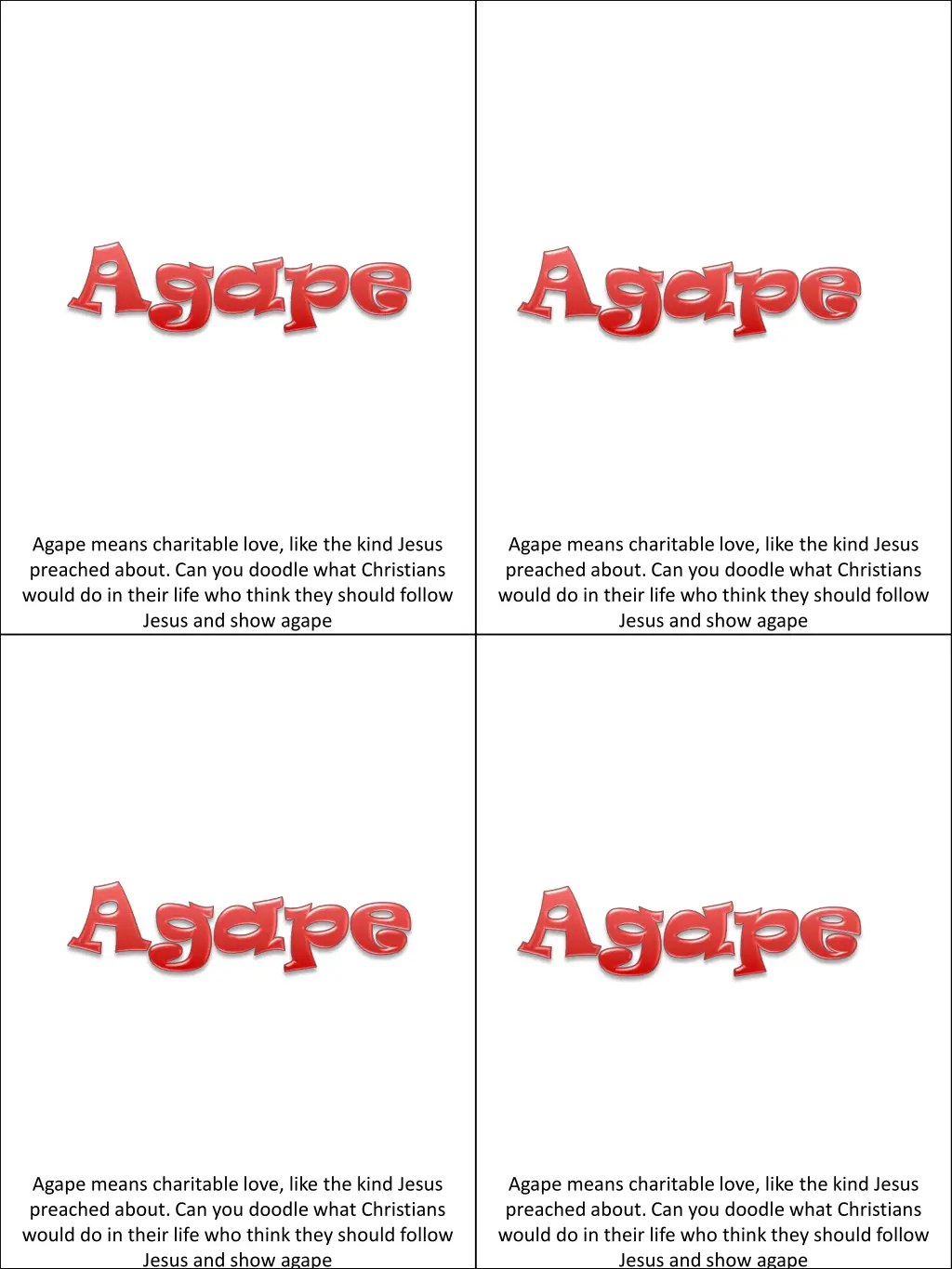 agape means charitable love like the kind jesus