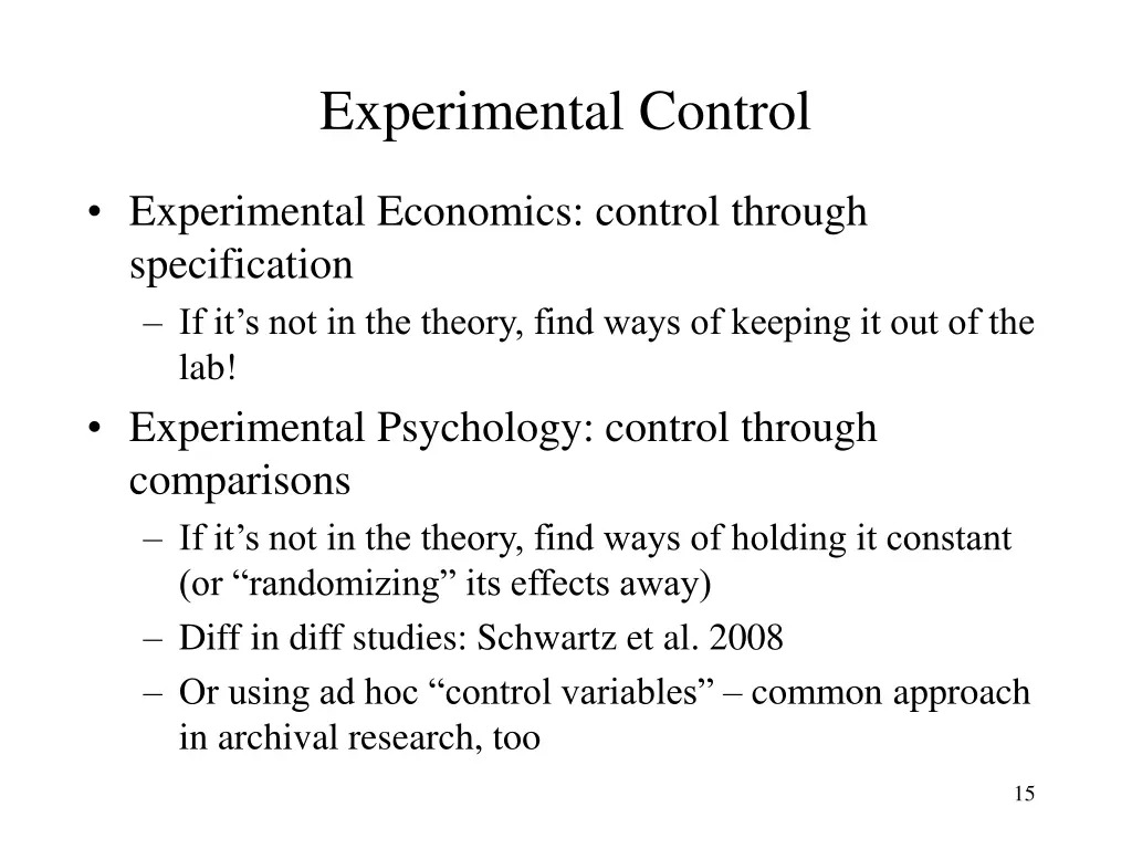 experimental control