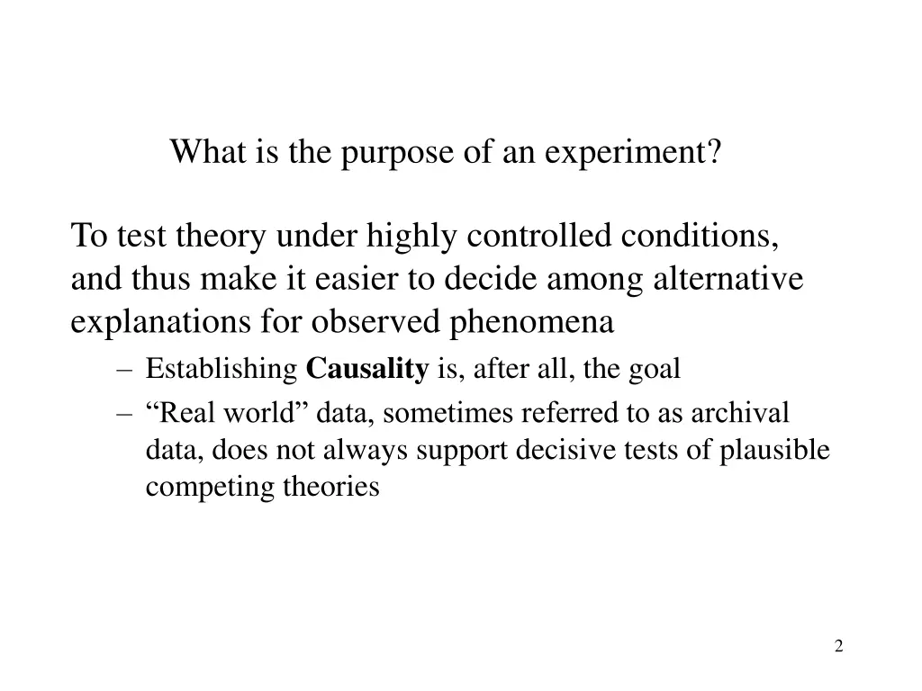 what is the purpose of an experiment