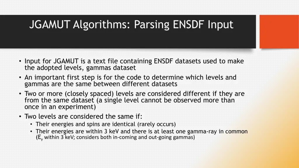 jgamut algorithms parsing ensdf input