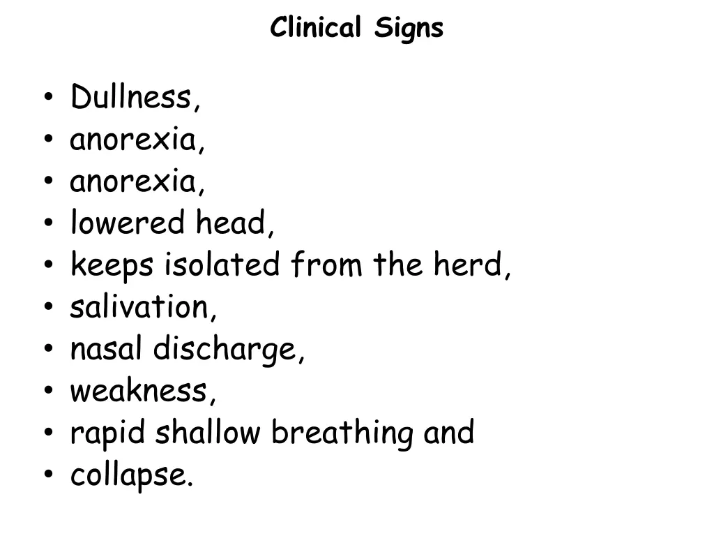 clinical signs