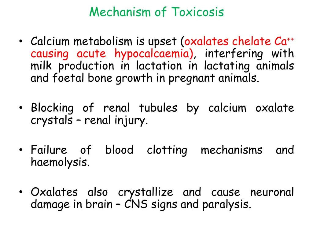 mechanism of toxicosis