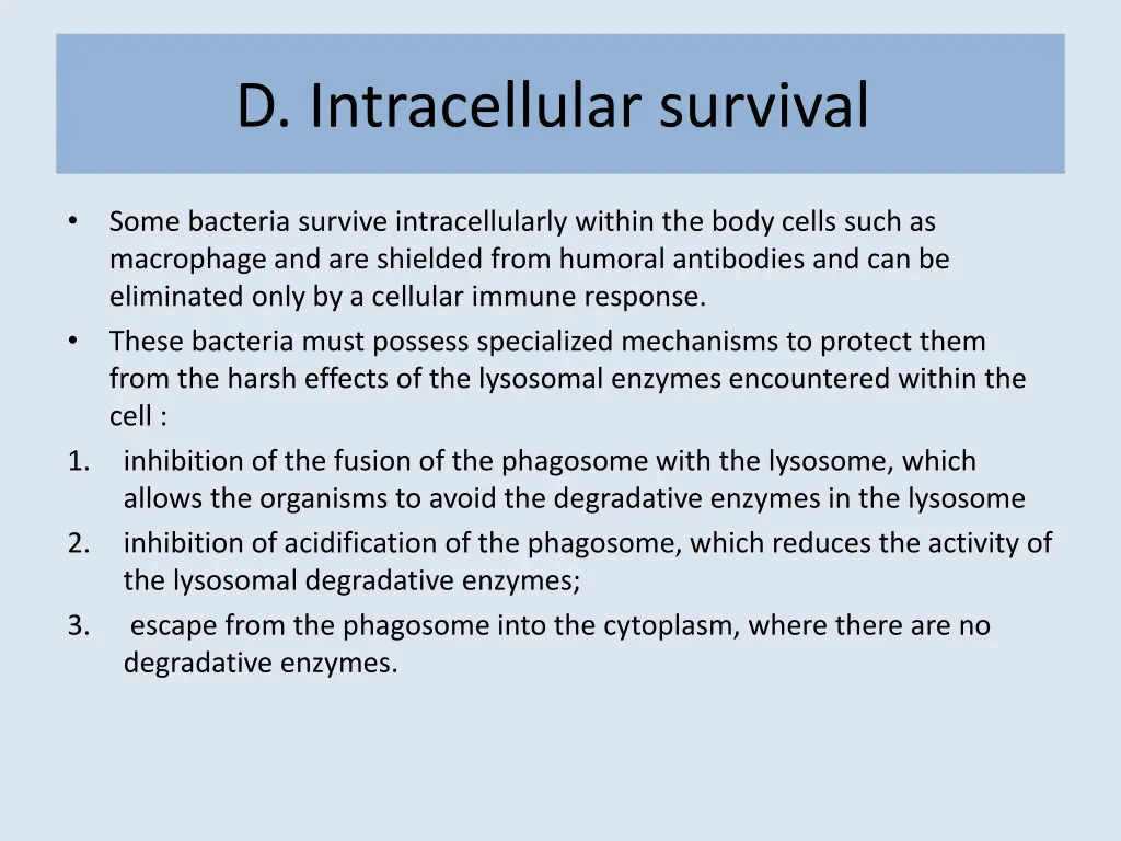 d intracellular survival