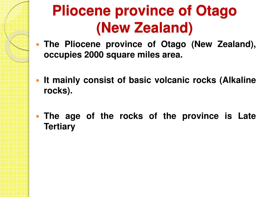 pliocene province of otago new zealand
