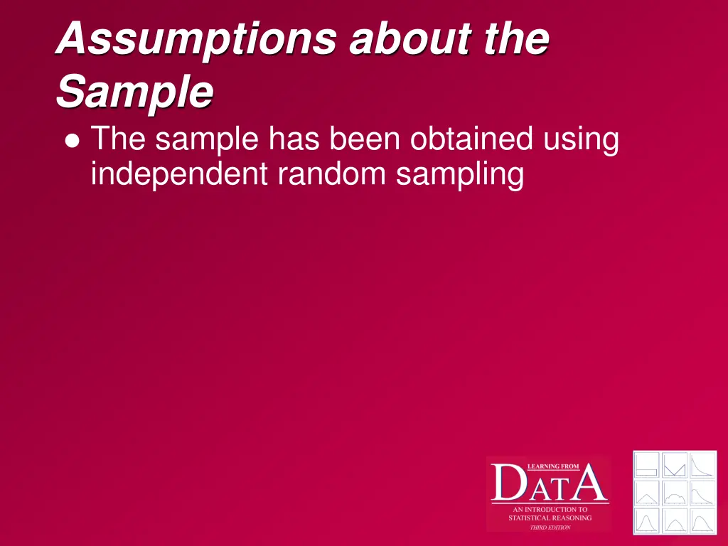 assumptions about the sample the sample has been