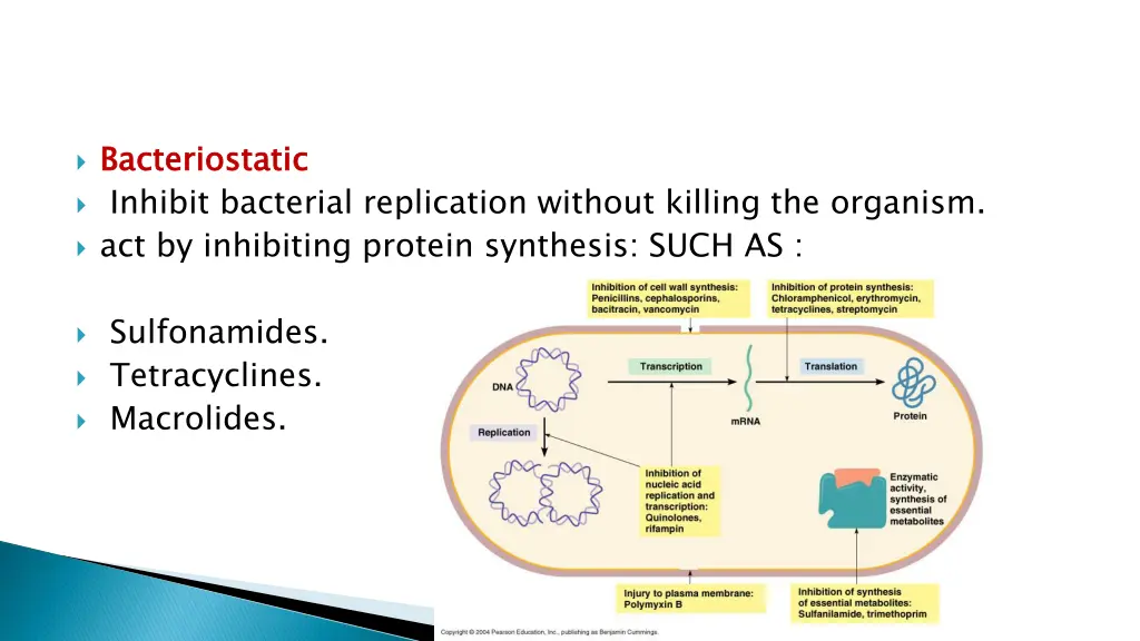 bacteriostatic inhibit bacterial replication