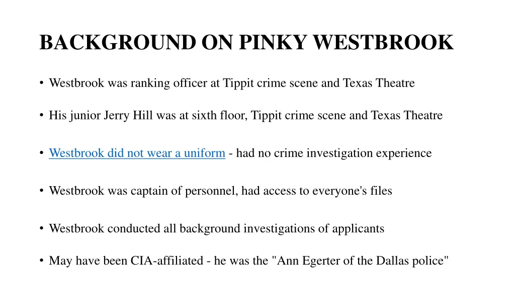 background on pinky westbrook