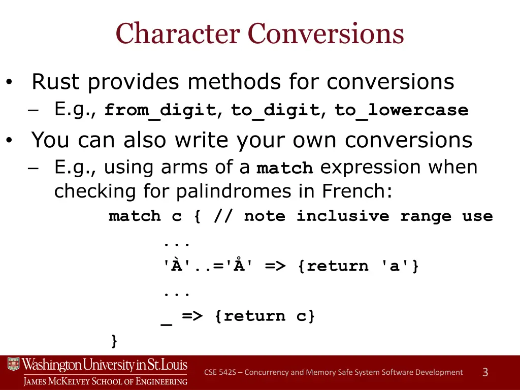 character conversions