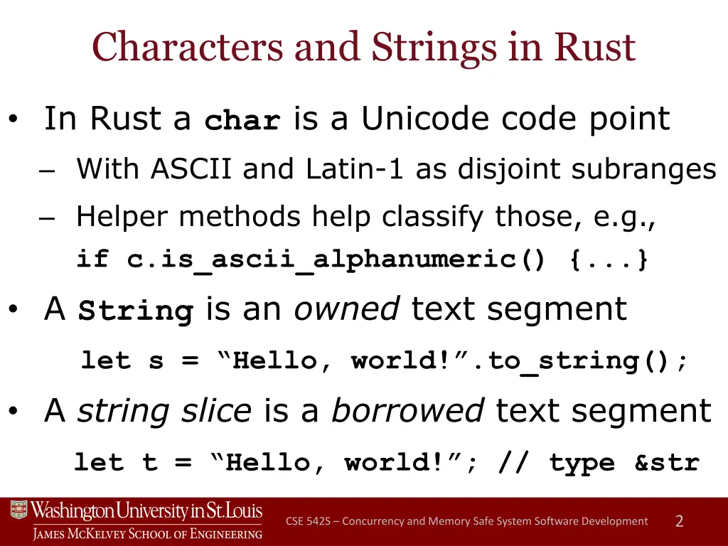 characters and strings in rust