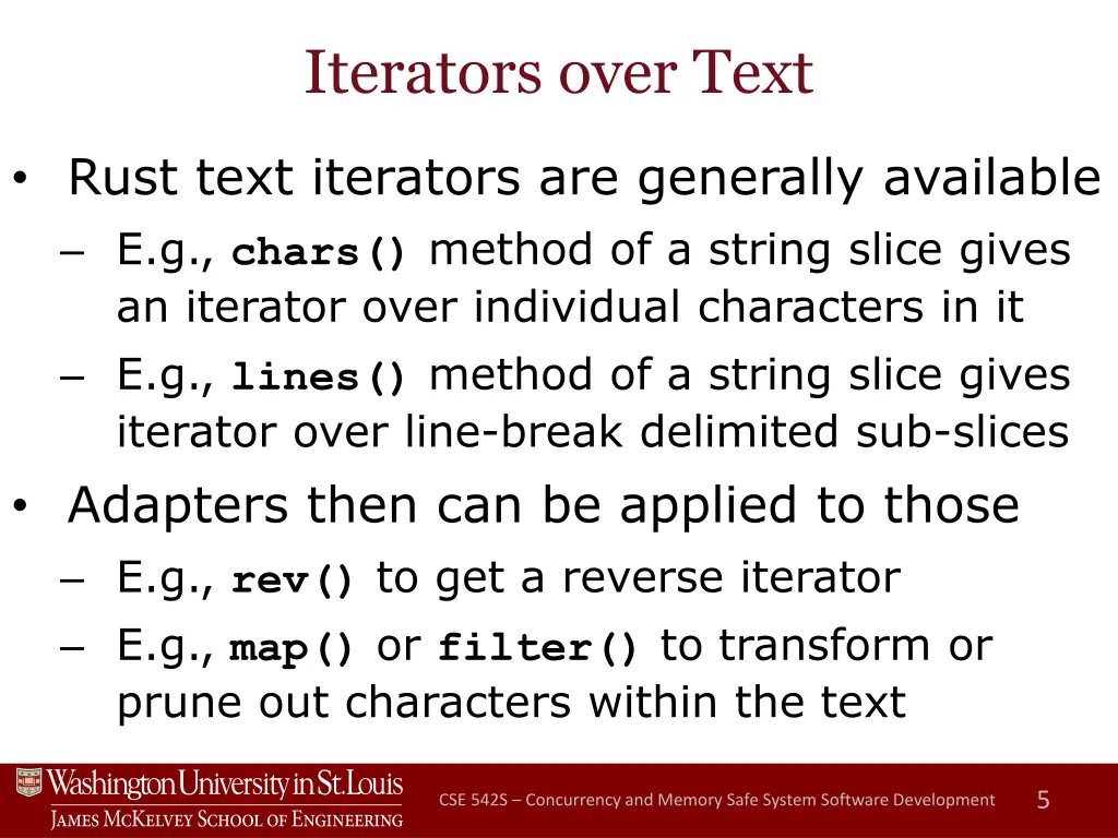iterators over text