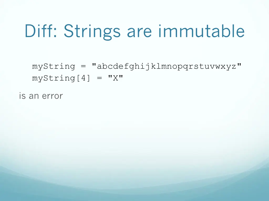 diff strings are immutable