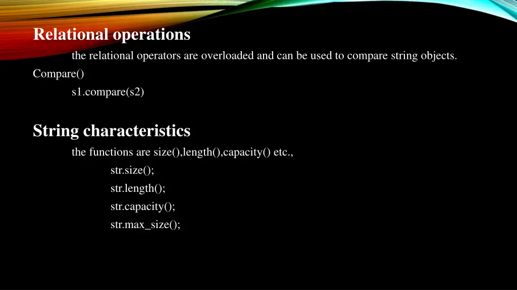 relational operations the relational operators