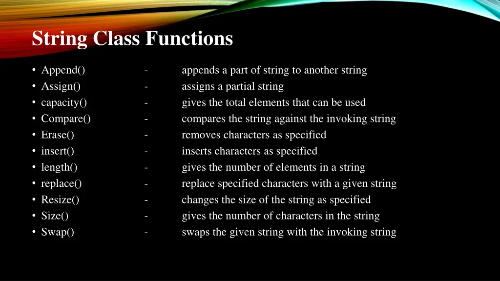 string class functions