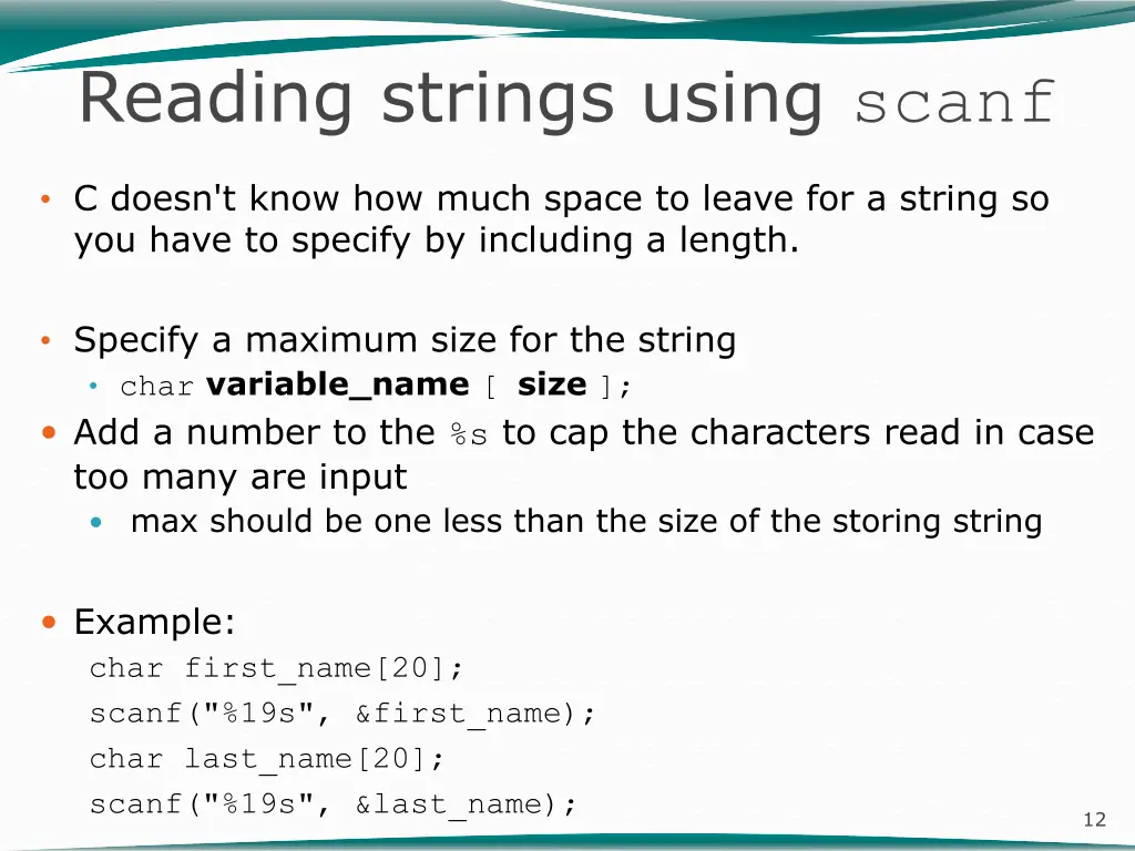 reading strings using scanf 1