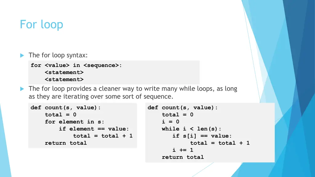 for loop